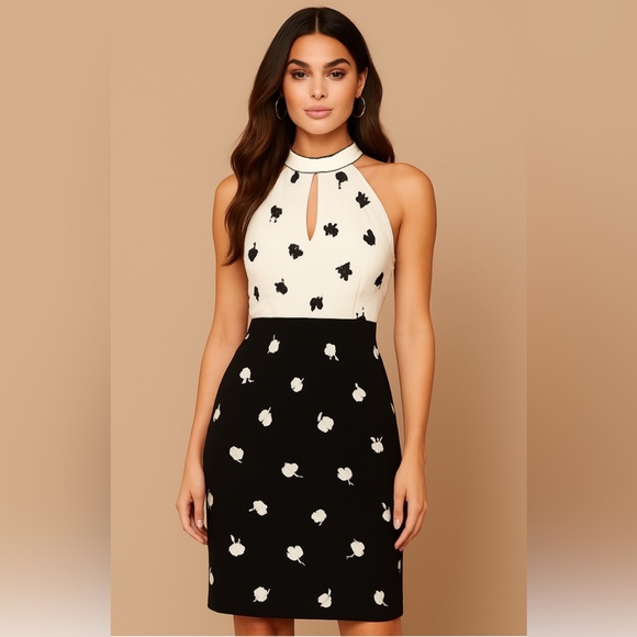 INTERMIX Black and White Floral Midi Dress - Picture 1 of 9